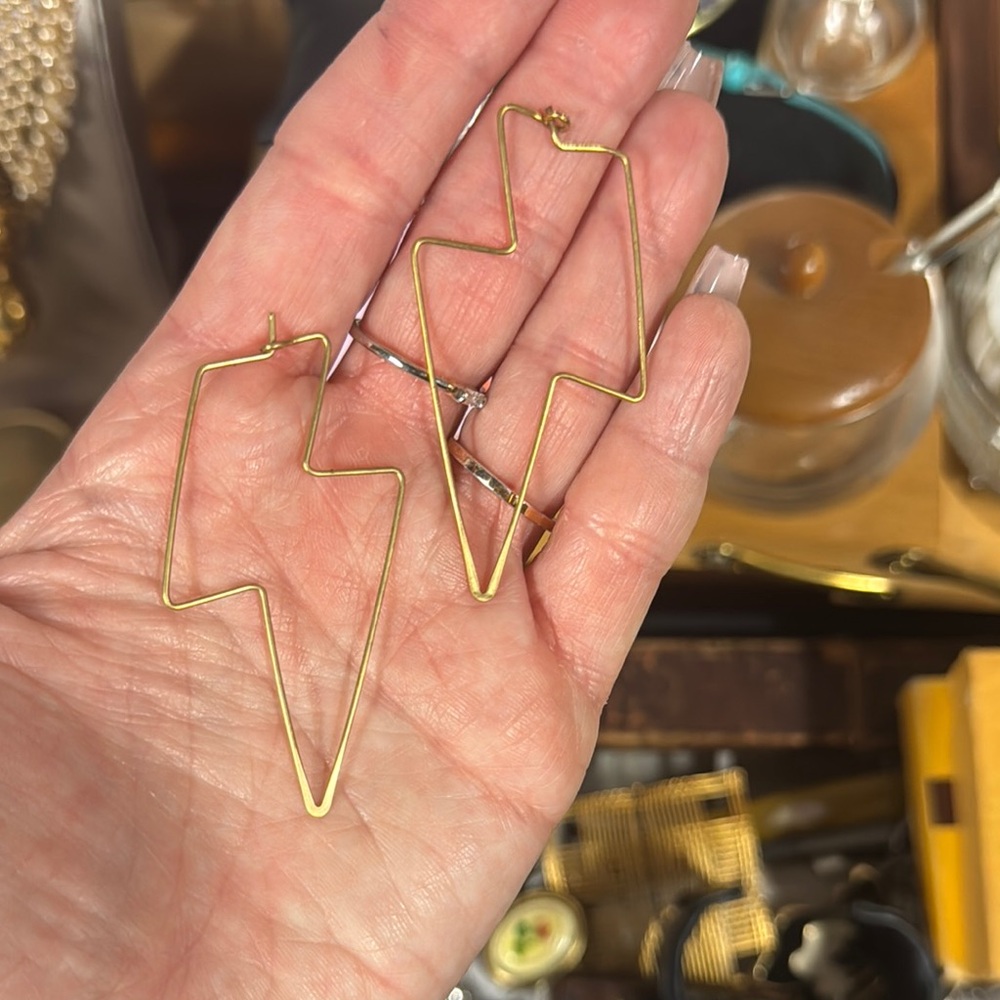 Gold Lightning Bolt Earrings